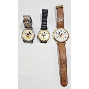 Vintage Lorus Disney Mickey Mouse Moving Arms Analog Watches Lot Of 3